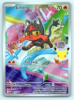 Pokemon Litten - 044 ME: Mega Evolution Promo MEP P HOLO 044 Saboteri NM - Image 1