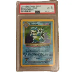 Pokemon Blastoise Holo Shadowless 2/102 1999 VG-Excellent PSA 4 - Image 1