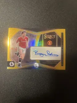 Panini Select EPL Pitchside Signatures Bryan Robson Gold Prizm Auto /10 PS-BR - Image 1