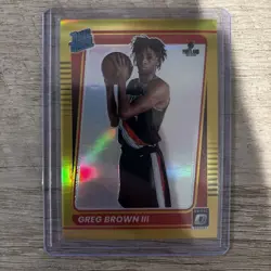 2021-22 Optic Gold #196 Greg Brown #8/10 BLAZERS Rated Rookie RC - Image 1