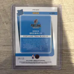 2021-22 Optic Gold #196 Greg Brown #8/10 BLAZERS Rated Rookie RC - Image 2
