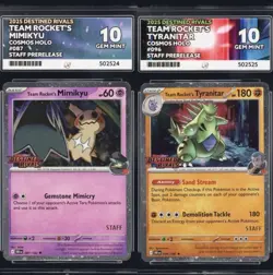 2 x Destined Rivals Pre-release Promo STAFF Sequential Ace 10 Mimikyu Tyranitar - Image 1