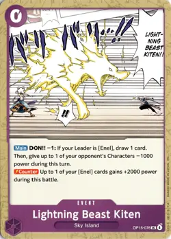 Lightning Beast Kiten UC Adventure on Kami's Island OP15-076 One Piece TCG - Image 1