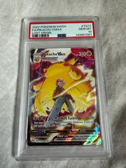 2022 POKEMON SWORD & SHIELD LOST ORIGIN #TG17 FULL ART/PIKACHU VMAX PSA 10 - Image 1