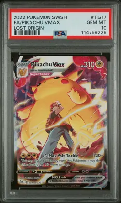 2022 POKEMON SWORD & SHIELD LOST ORIGIN #TG17 FULL ART/PIKACHU VMAX PSA 10 - Image 1