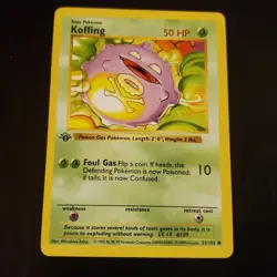 Base Set 1st Edition Shadowless Koffing Pokemon Trading Card LP 51/102 - Image 1