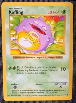 KOFFING 51/102 COMMON BASE SET SHADOWLESS POKEMON MP - Image 1