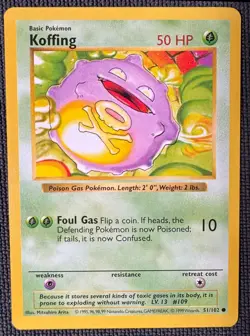 KOFFING 51/102 COMMON BASE SET SHADOWLESS POKEMON MP - Image 1