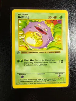 Pokemon Card - Koffing 1st Edition Base Set Shadowless 51/102 LP - Image 1