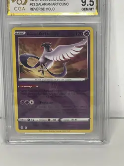 Pokemon Card TCG Galarian Articuno #63 Reverse Holo Evolving Skies CGA9.5 Graded - Image 3