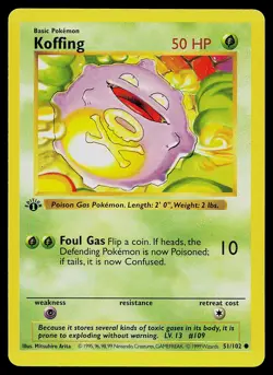 Pokemon Card - Koffing 1st Edition Base Set Shadowless 51/102 - Image 1