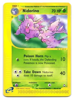 Nidorino 55/147 Uncommon Aquapolis Pokemon MP - Image 1