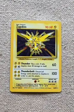 Zapdos 16/102 Holo Base Set Unlimited Pokemon Tcg 1999 [MP] - Image 1