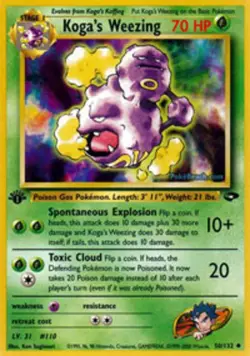 1x Koga's Weezing - 50/132 - Uncommon - 1st Edition Lightly Played Pokemon G1 - - Image 1