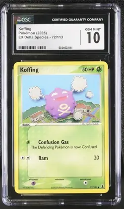 Pokemon Koffing 72/113 EX Delta Species 2005 CGC GEM MINT 10 - Image 1