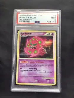 Pokemon Cards: HGSS Triumphant Rare Holo: Spiritomb 10/102 PSA 9 - Image 1