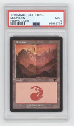 Magic MTG Promo GURU Basic Land Mountain PSA 9 Mint Q1887 - Image 1