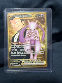 Team Rocket's Mewtwo ex 240/182 Destined Rivals Pokemon Gold Hyper Rare NM - Image 1