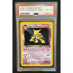 DARK ALAKAZAM SWIRL HOLO #1 TEAM ROCKET POKEMON PSA 4 - Image 1