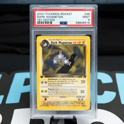 PSA 9 MINT Dark Magneton 28/82 Team Rocket 1st Edition Regular Pokemon Slab - Image 1
