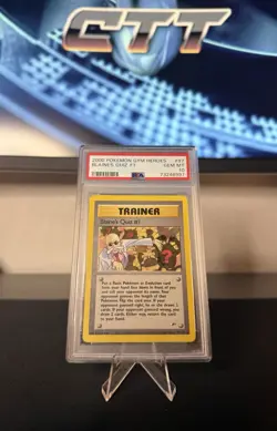 PSA 10 GEM MT Blaine’s Quiz 1 #97 Gym Heroes Unlimited Pokemon TCG 2000 - Pop 9! - Image 1