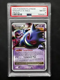2009 POKEMON PLATINUM ARCEUS #97 GENGAR LV.X-HOLO PSA 8👻 - Image 1
