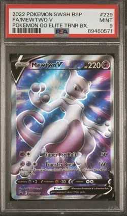 2022 POKEMON SWSH BLACK STAR PROMO 229 FULL ART/MEWTWO V POKEMON GO ETB - PSA 9 - Image 1