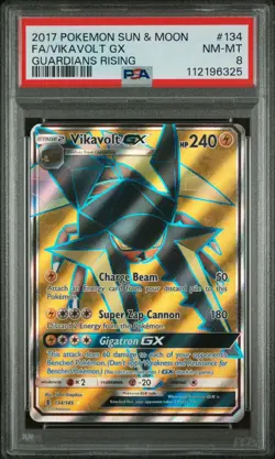 PSA 8 2017 POKEMON SUN & MOON GUARDIANS RISING #134 FA/VIKAVOLT GX - Image 1