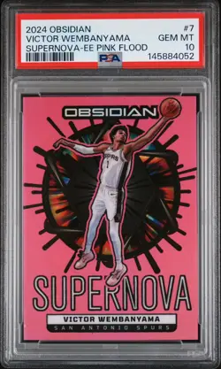 2024 Panini Obsidian Victor Wembanyama Supernova Pink Flood /49 PSA 10 - Image 2