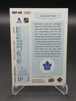Auston Matthews Number 1 Draft RDP-AM 2017-18 SP - NHL Toronto Maple Leafs - Image 2