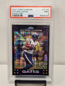 2007 Topps Chrome TC143 Antonio Gates Xfractor PSA 9 Pop 1 None higher Chargers - Image 1