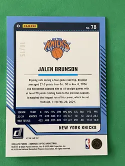 2024-25 Donruss Optic Jalen Brunson Black Pandora Prizm #10/15 SSP - Image 2