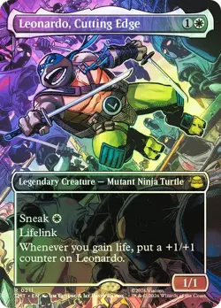 Leonardo, Cutting Edge Foil Borderless Teenage Mutant Ninja Turtles NM MTG - Image 1