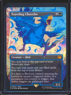 Traveling Chocobo - Foil - Borderless - Neon Ink Blue MTG Final Fantasy NM/M - Image 1