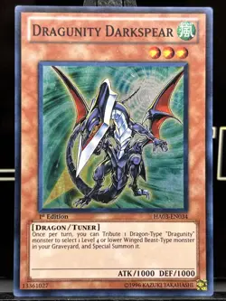 Yugioh - Dragunity Darkspear (Super Rare) (1st Edition) - HA03-EN034 (P) LP HOLO - Image 3