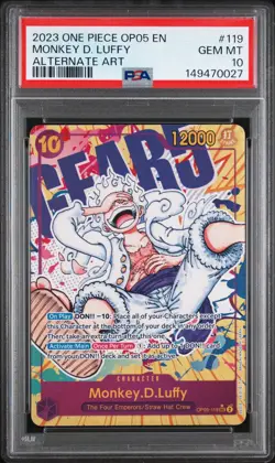 2023 One Piece OP05 EN Monkey D Luffy Alternate Art #119 PSA 10 GEM MINT - Image 1