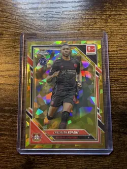 2025-26 Topps Chrome Bundesliga Sapphire Christian Kofane RC Gold /50 Leverkusen - Image 1
