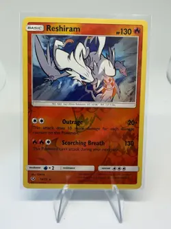Pokemon Sun Moon Shining Legends Reshiram Reverse Holo TCG Card 14/73 - Image 1