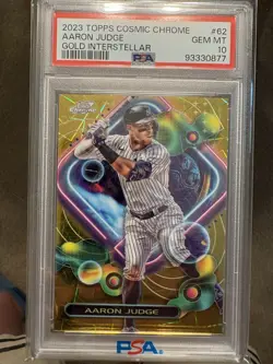 2023 Topps Cosmic Chrome Aaron Judge #62 Gold Interstellar Refractor /50 PSA 10 - Image 1