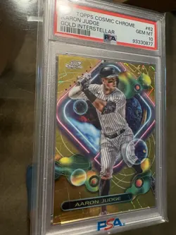 2023 Topps Cosmic Chrome Aaron Judge #62 Gold Interstellar Refractor /50 PSA 10 - Image 3