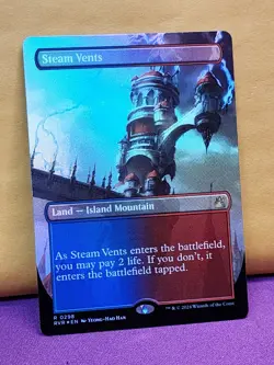 1x FOIL BORDERLESS ALT ART Steam Vents, NM, RVR, Magic: the Gathering, MtG - Image 1