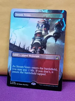 1x FOIL BORDERLESS ALT ART Steam Vents, NM, RVR, Magic: the Gathering, MtG - Image 2