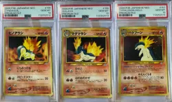 2000 SEQUENTIAL PSA 10 Cyndaquil, Quilava, Typhlosion Neo File Pokemon Japanese - Image 1