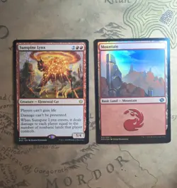 Sunspine Lynx Elemental Bloomburrow, Magic the Gathering MTG LP + Foil Mountain - Image 1