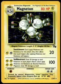 Magneton 11/62 Fossil Holo Rare LP Pokemon 1999 - Image 1