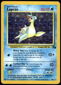 Lapras 10/62 Fossil Holo Rare MP Pokemon 1999 - Image 1