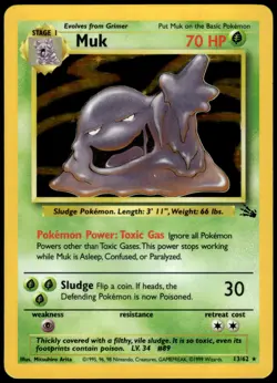 Muk 13/62 Fossil Holo Rare MP Pokemon 1999 - Image 1