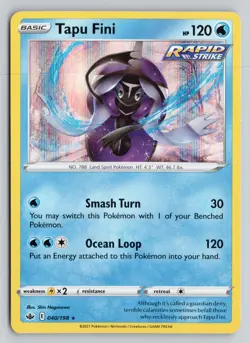 TAPU FINI 040/198 HOLO RARE CHILLING REIGN POKEMON HOLO NM - Image 1