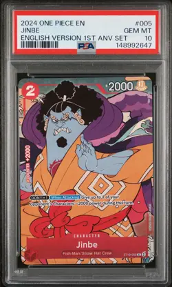 2024 ONE PIECE ENGLISH VERSION 1ST ANNIVERSARY SET #005 JINBE PSA 10 - Image 1