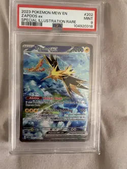 Pokemon TCG Zapdos EX Card 202/165 Scarlet Violet-151 Sir PSA9 - Image 1